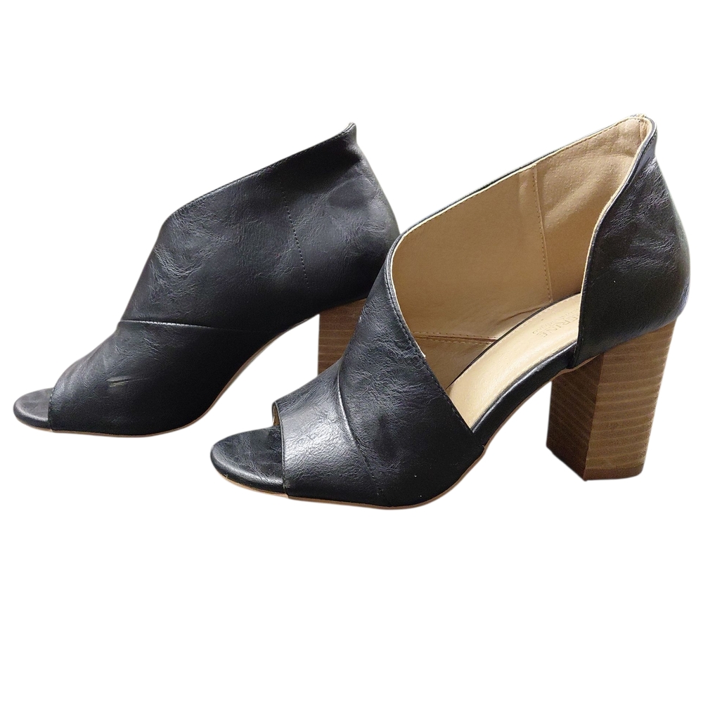 "Catherines" Black Heeled Booties with 3in heel. Has cut-out on one side of shoe